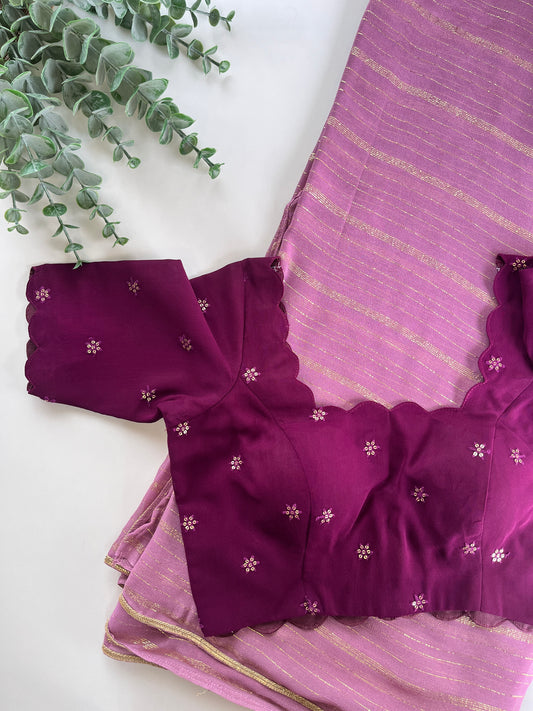 Zoya in Lilac & Purple Scallop Blouse