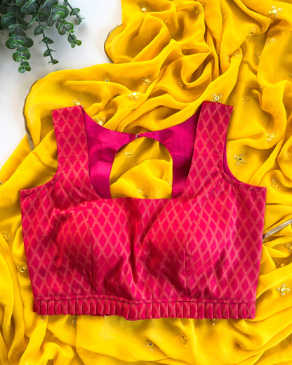 Farah in Yellow & Pink Brocade Blouse