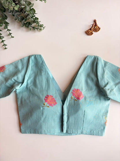 Pastel Blue Floral Blouse