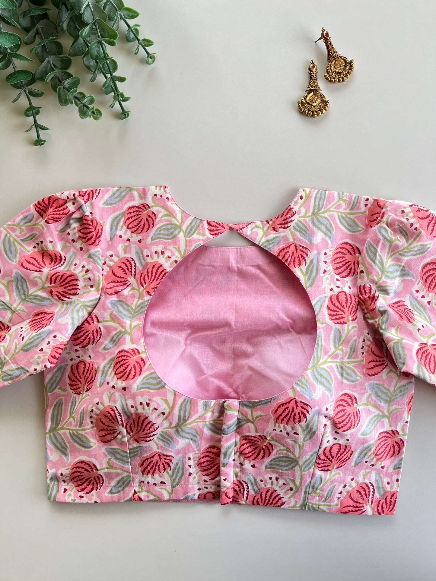 Pink Floral Cotton Blouse