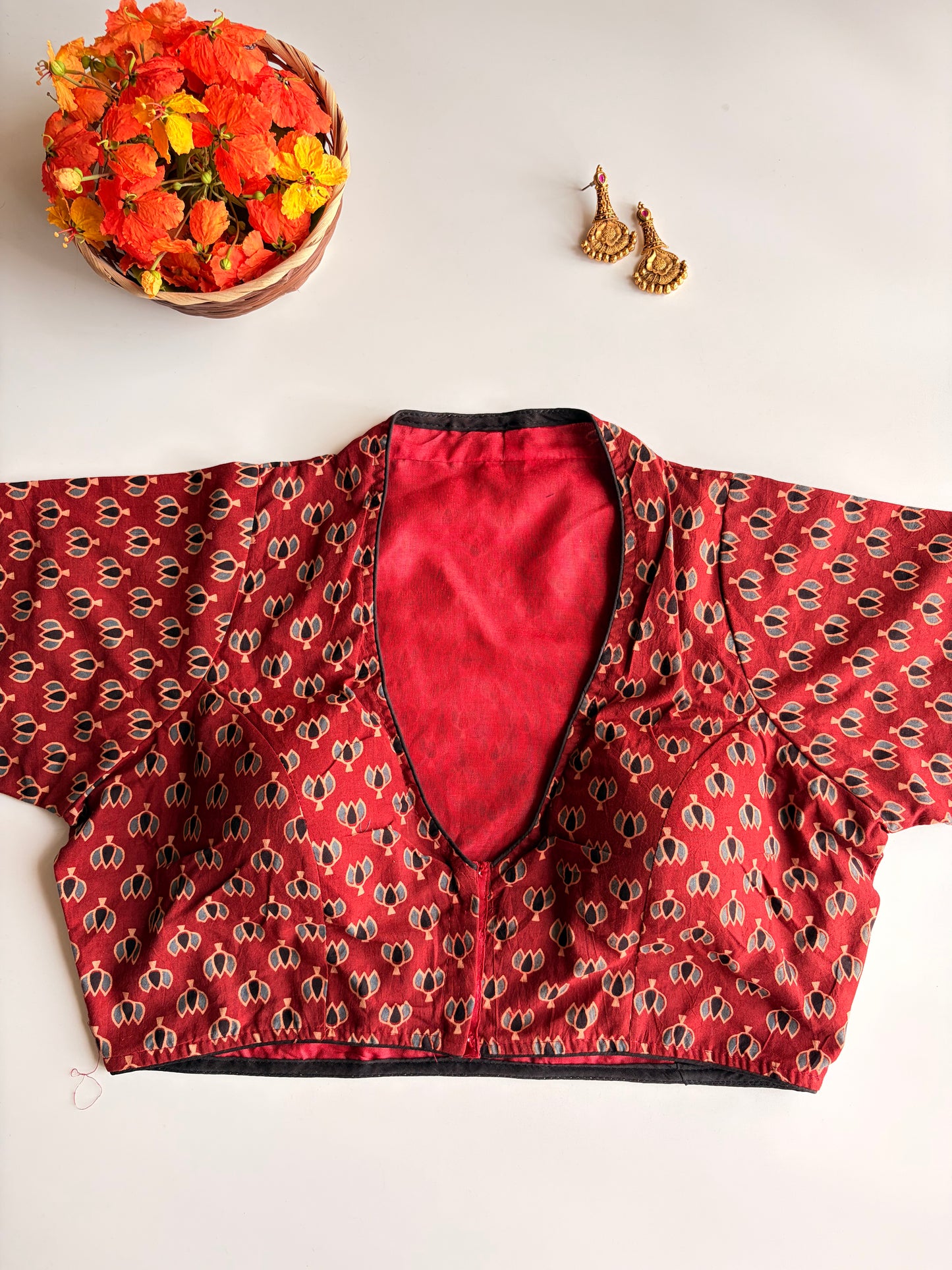Red Ajrakh Blouse