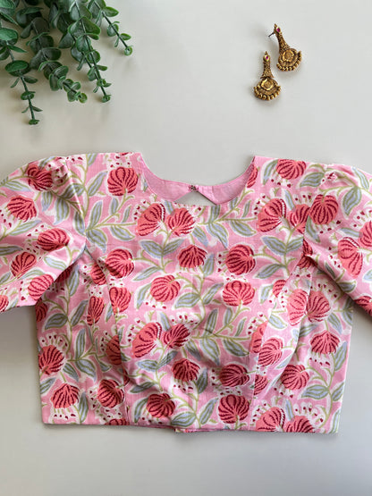 Pink Floral Cotton Blouse