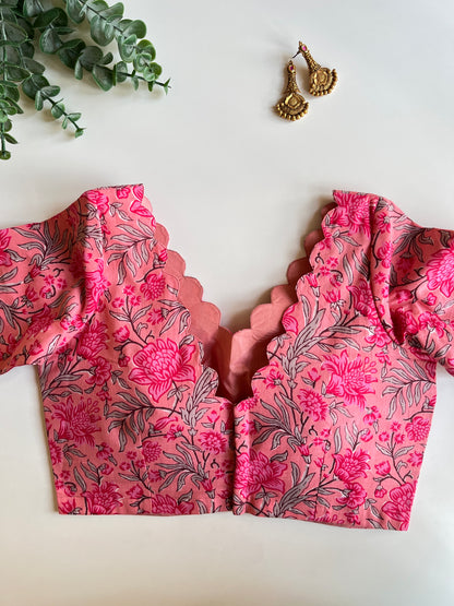 Pink Cotton Floral Blouse