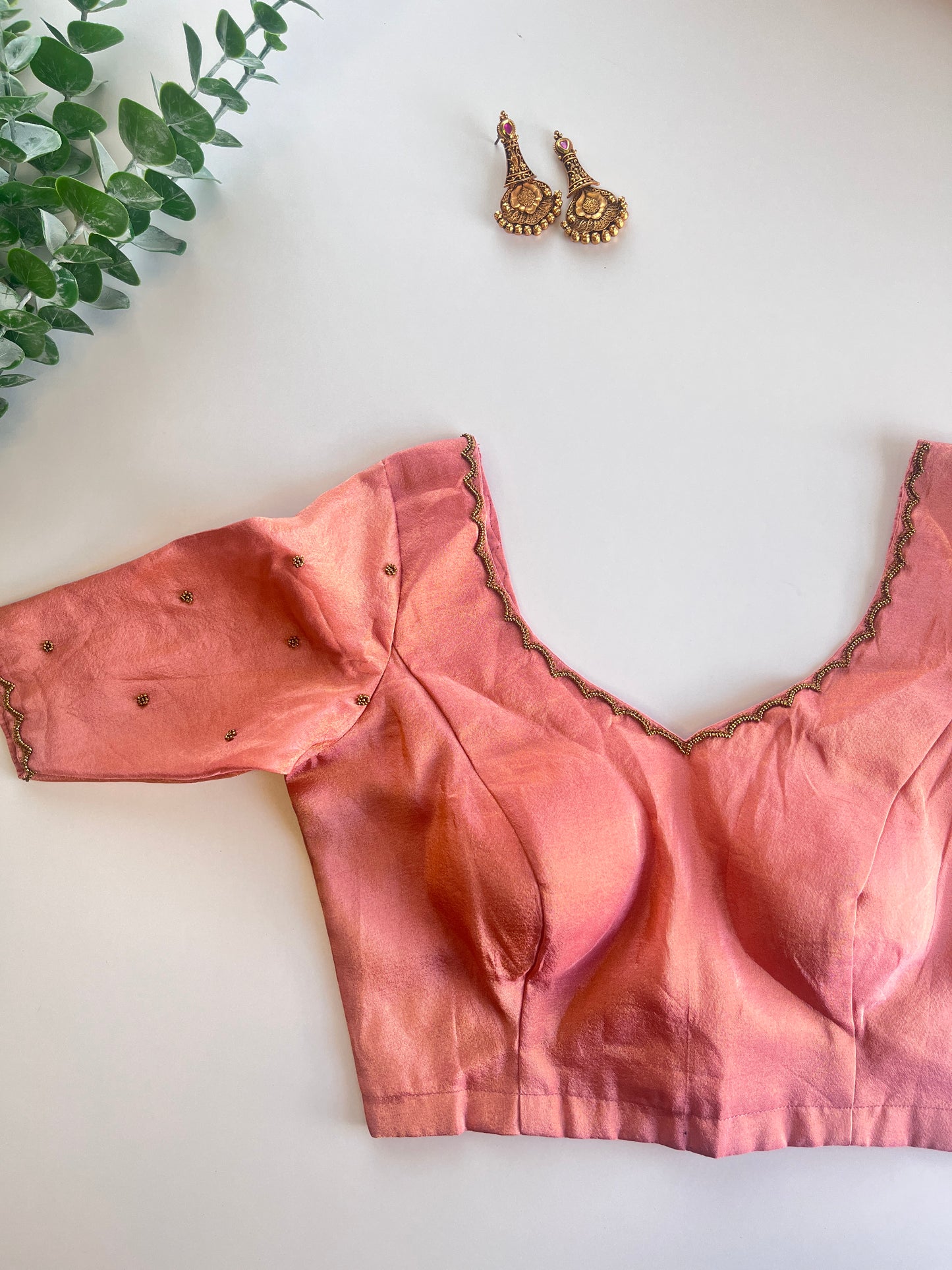 Tissue Blush pink Saree Blouse