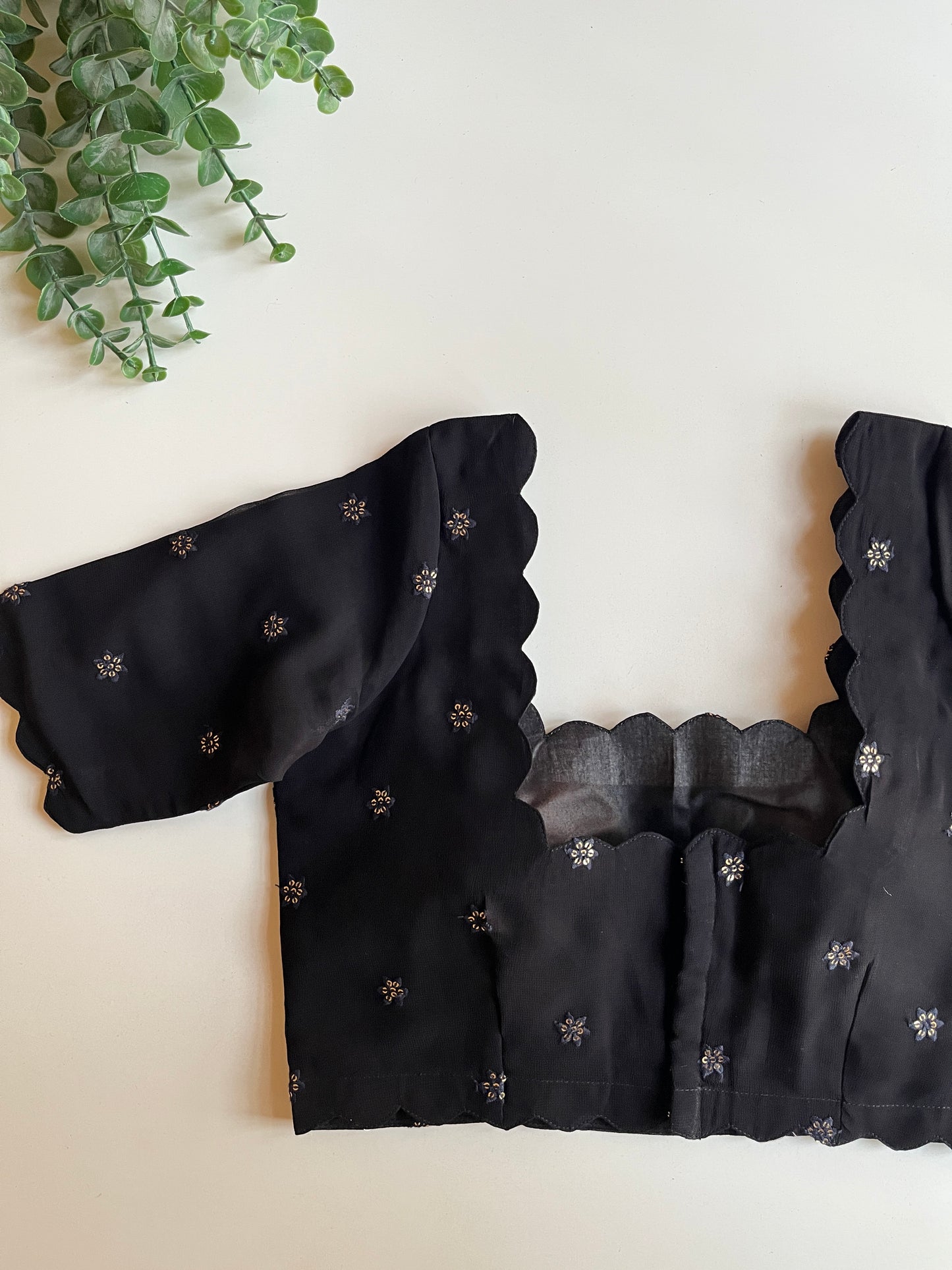 Black Scallop Blouse