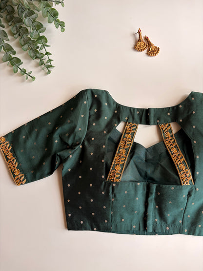 Green Polka Handworked Blouse