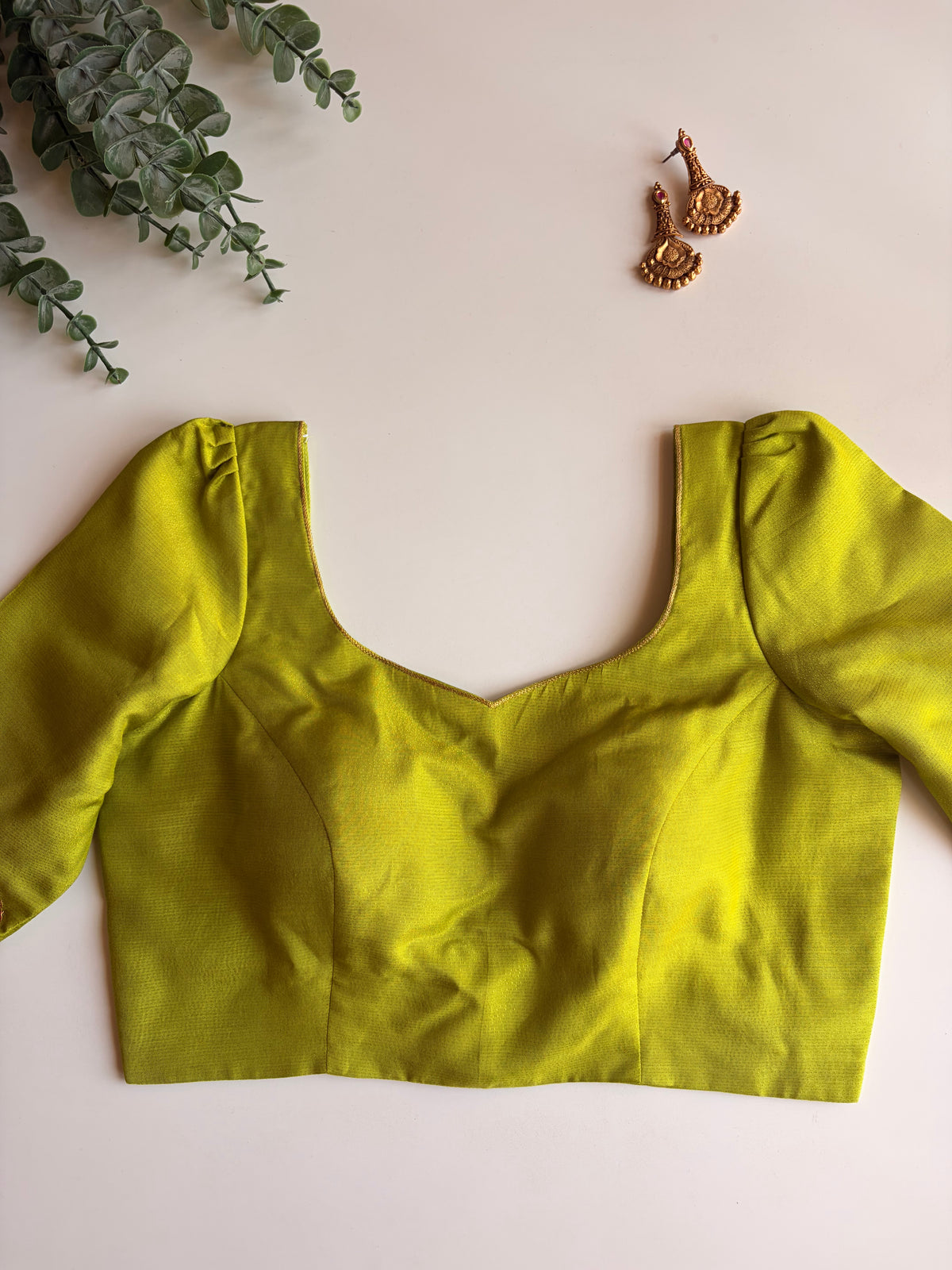 Parrot Green Handwork Blouse