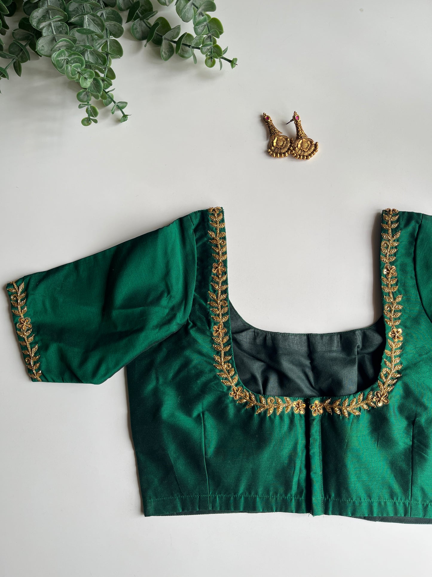 Green Minimal Handwork Blouse