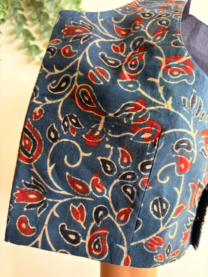 Navy Blue Ajrakh Blouse