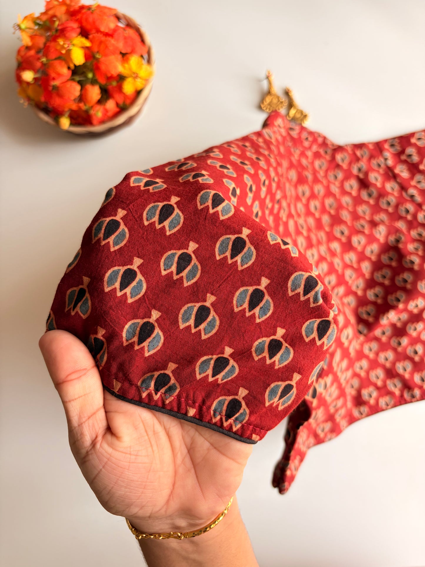 Red Ajrakh Blouse