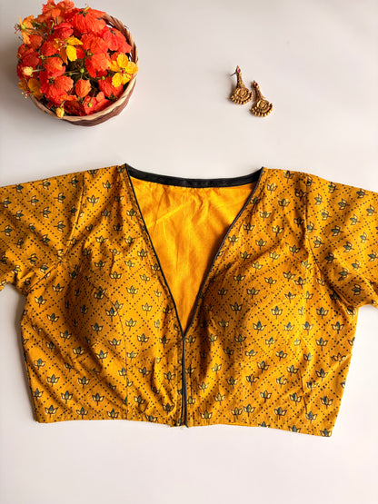Yellow Ajrakh Blouse