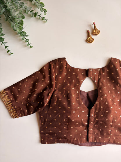 Inaara in Beige and Brown Handworked Blouse