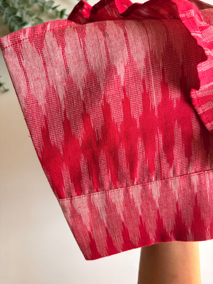 Pink Ikkat Frill Blouse