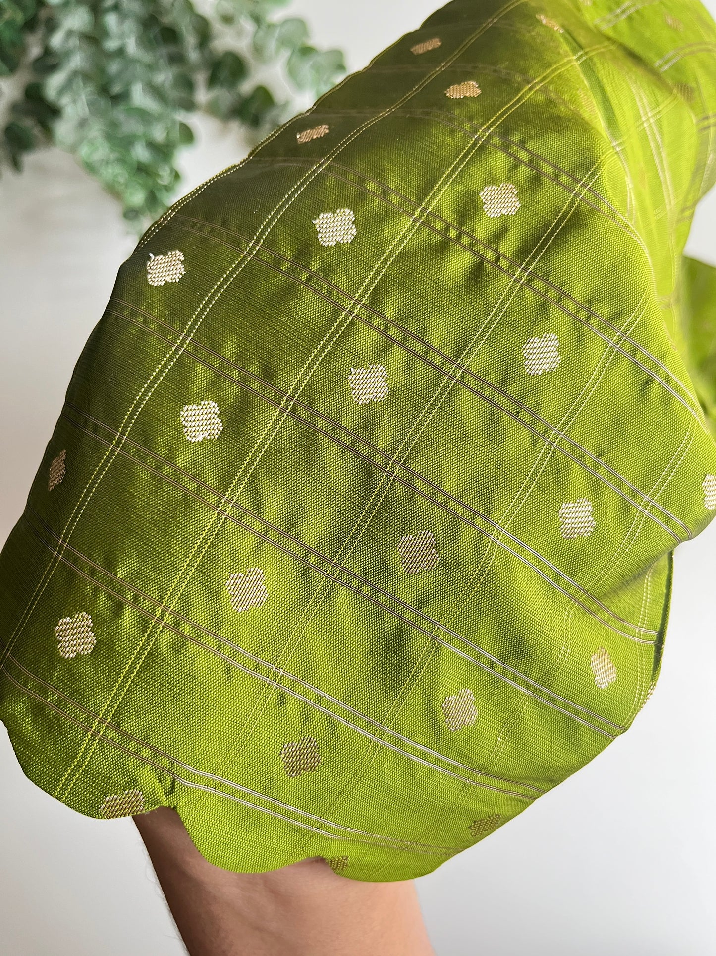 Olive Green Check Blouse