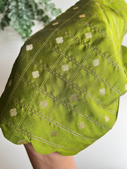 Olive Green Check Blouse