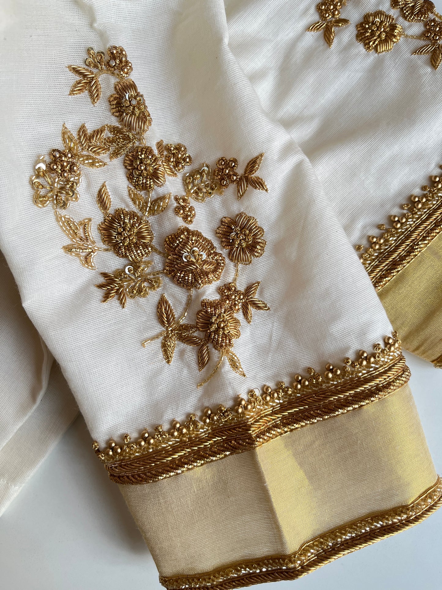 Off white Floral Handwork Blouse