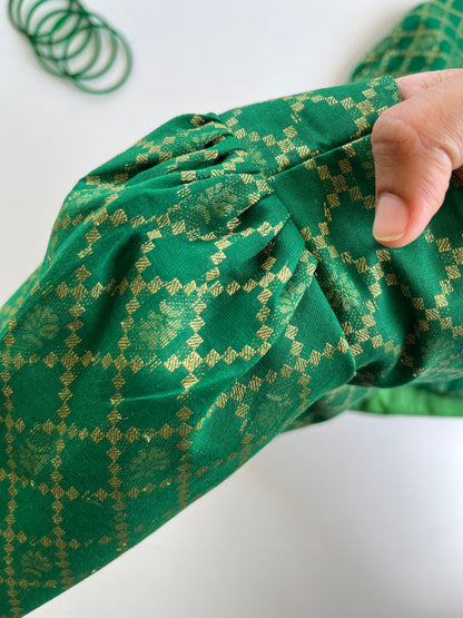 Green Brocade Blouse