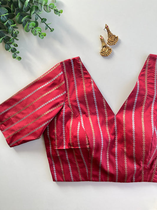 Crimson Red Linear Blouse