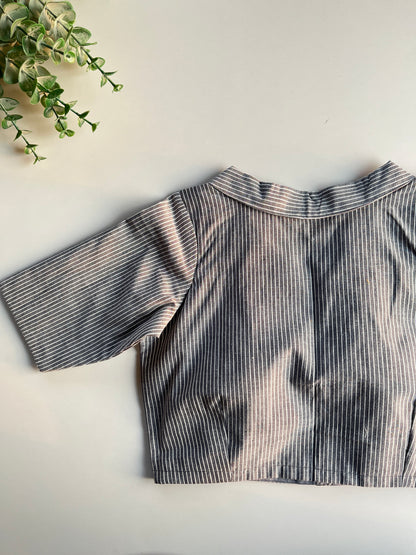 Grey Office Wear Blouse