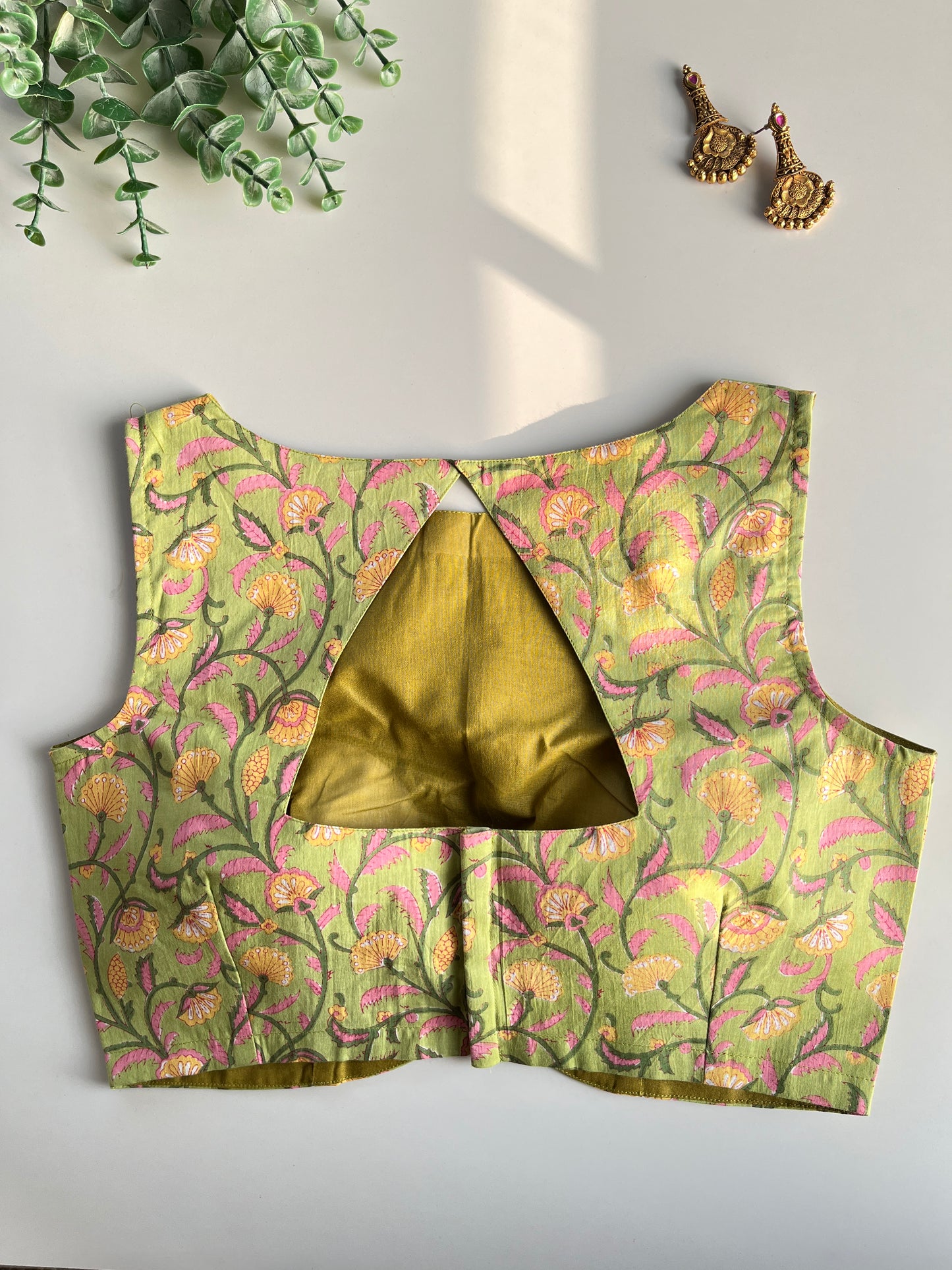 Green Floral Cotton Blouse