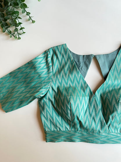 Blue Brocade Blouse