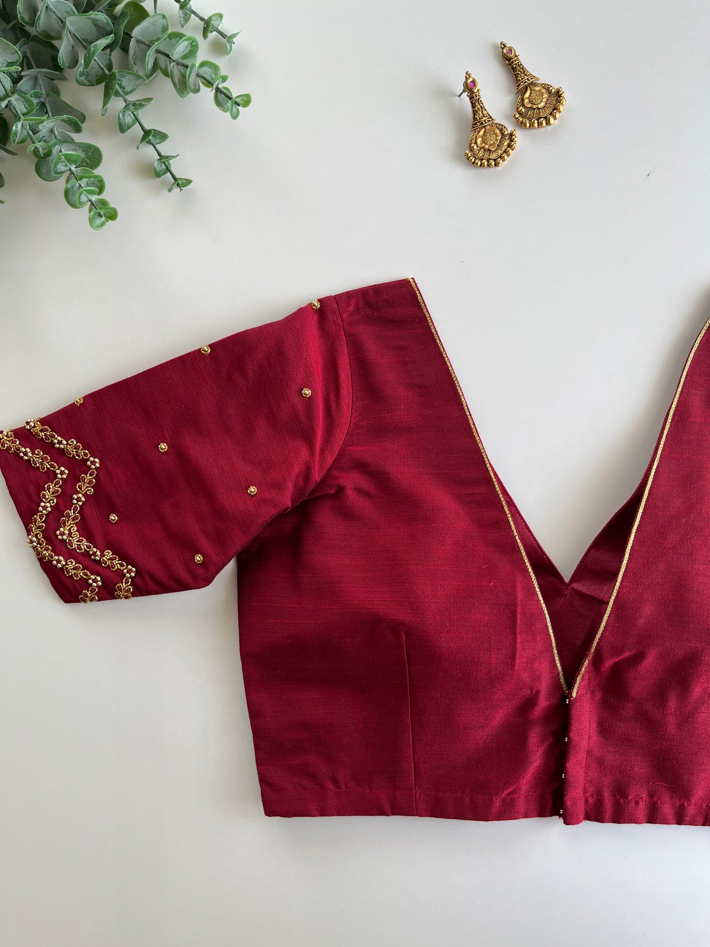 Maroon Minimal Handwork Blouse
