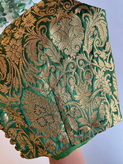 Green Brocade Sleeveless Blouse