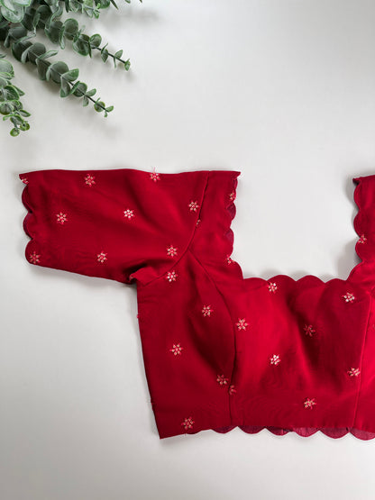 Red Scallop Blouse