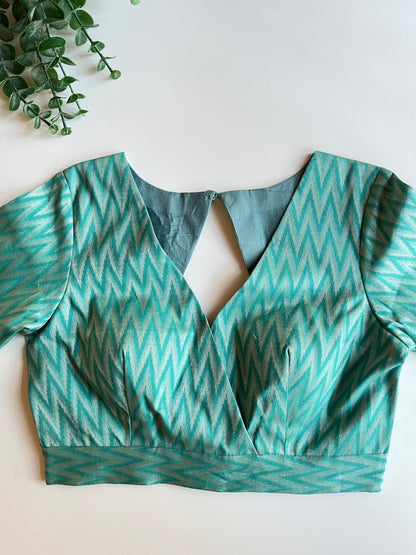 Blue Brocade Blouse