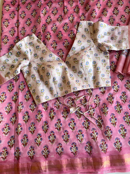 Blush Pink Cotton Silk Saree & Blouse