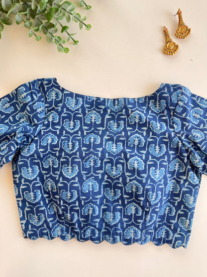 Indigo Scallop Blouse