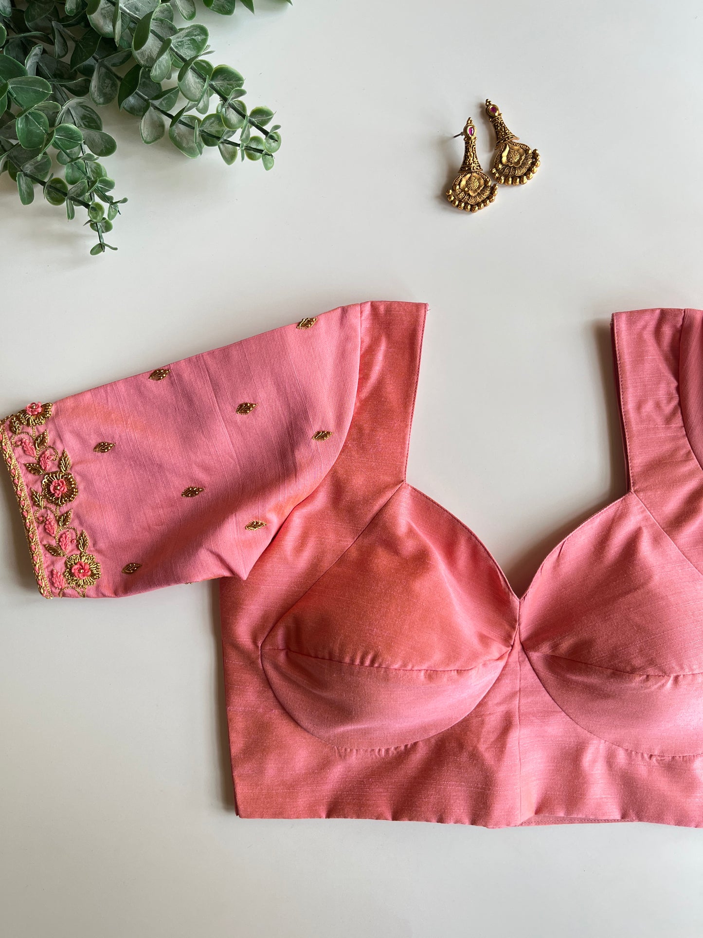 Peach Pink Handwork Blouse