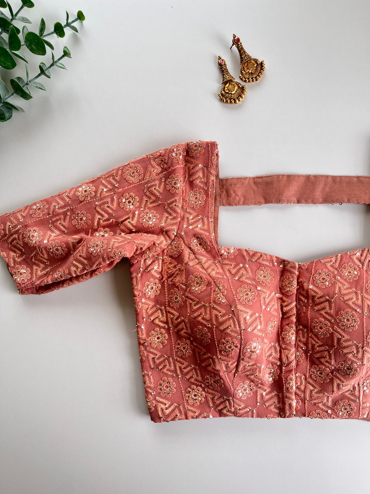 Nude Brown Chikankari Blouse
