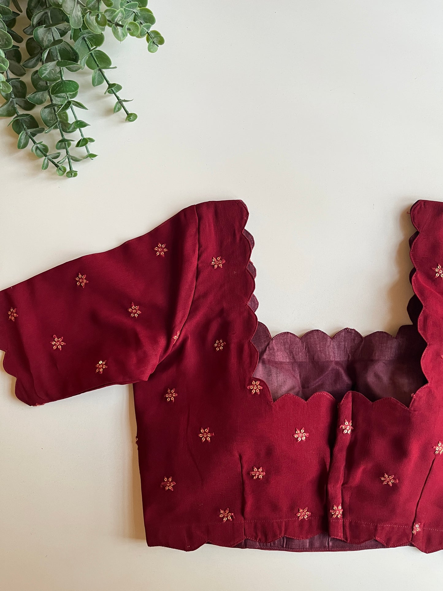 Maroon Scallop Blouse