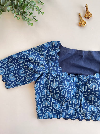 Indigo Scallop Blouse
