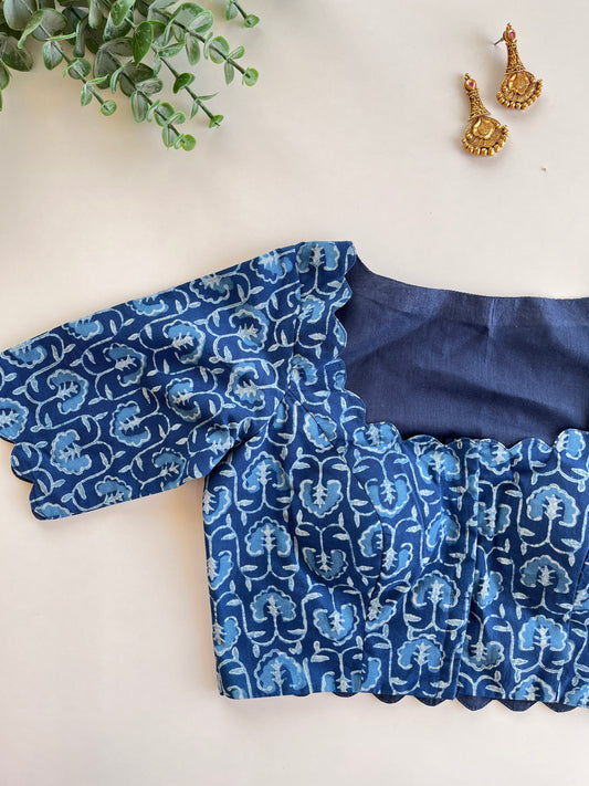 Indigo Scallop Blouse
