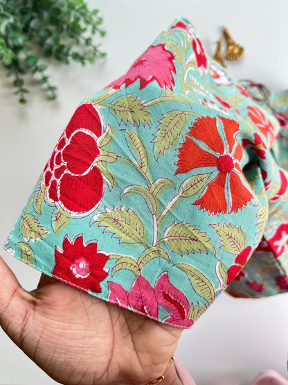 Blue Floral Cotton Blouse