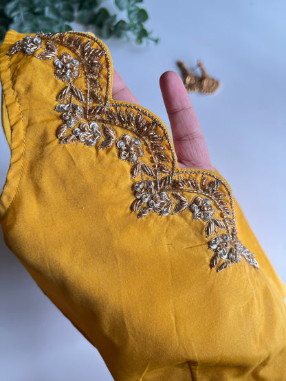 Yellow Scallop Handwork Blouse