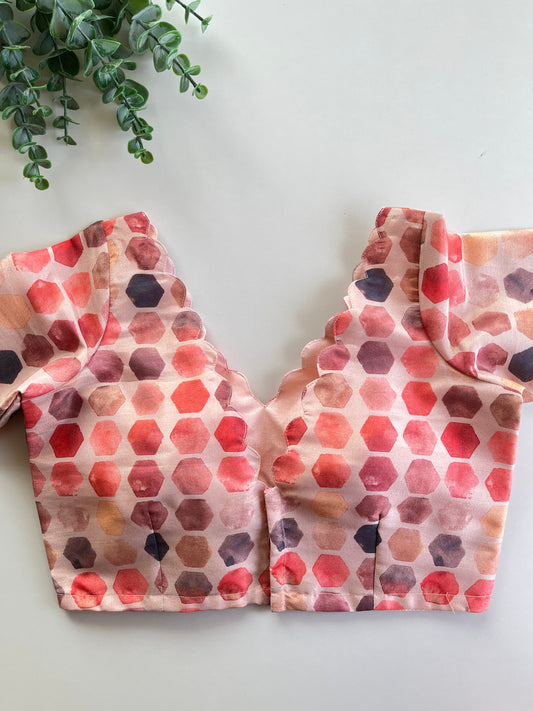 Peach Prism Scallop Blouse