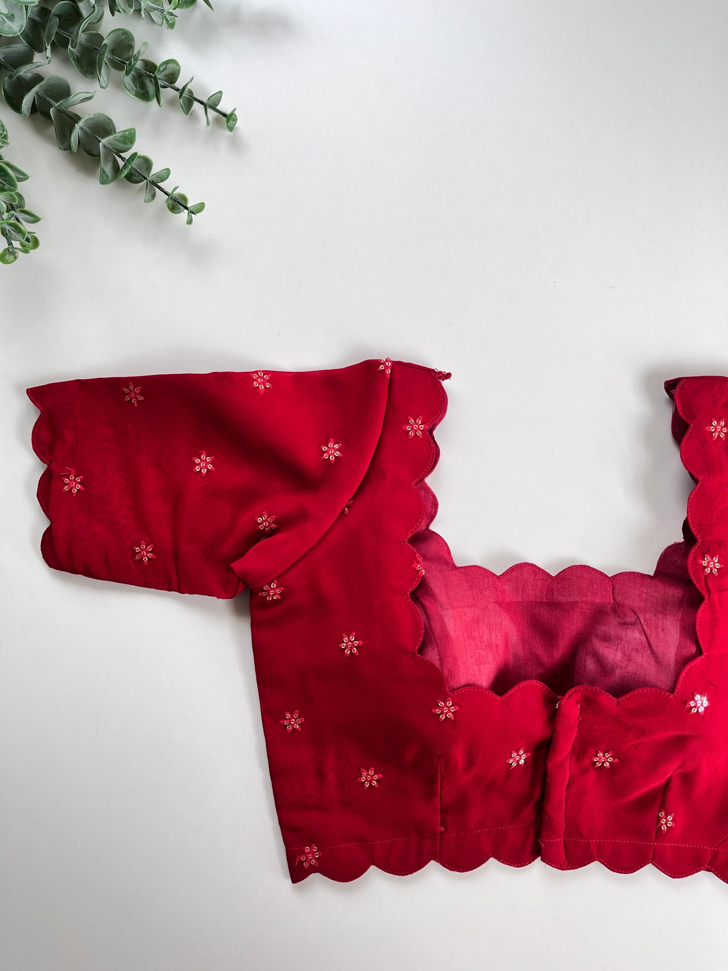 Red Scallop Blouse