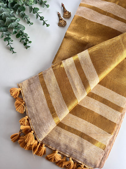 Tissue Linen Golden Saree