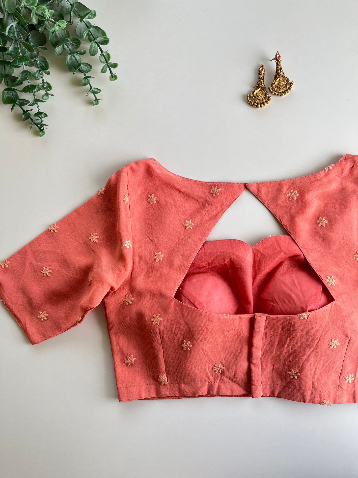 Peach Embroidered Blouse