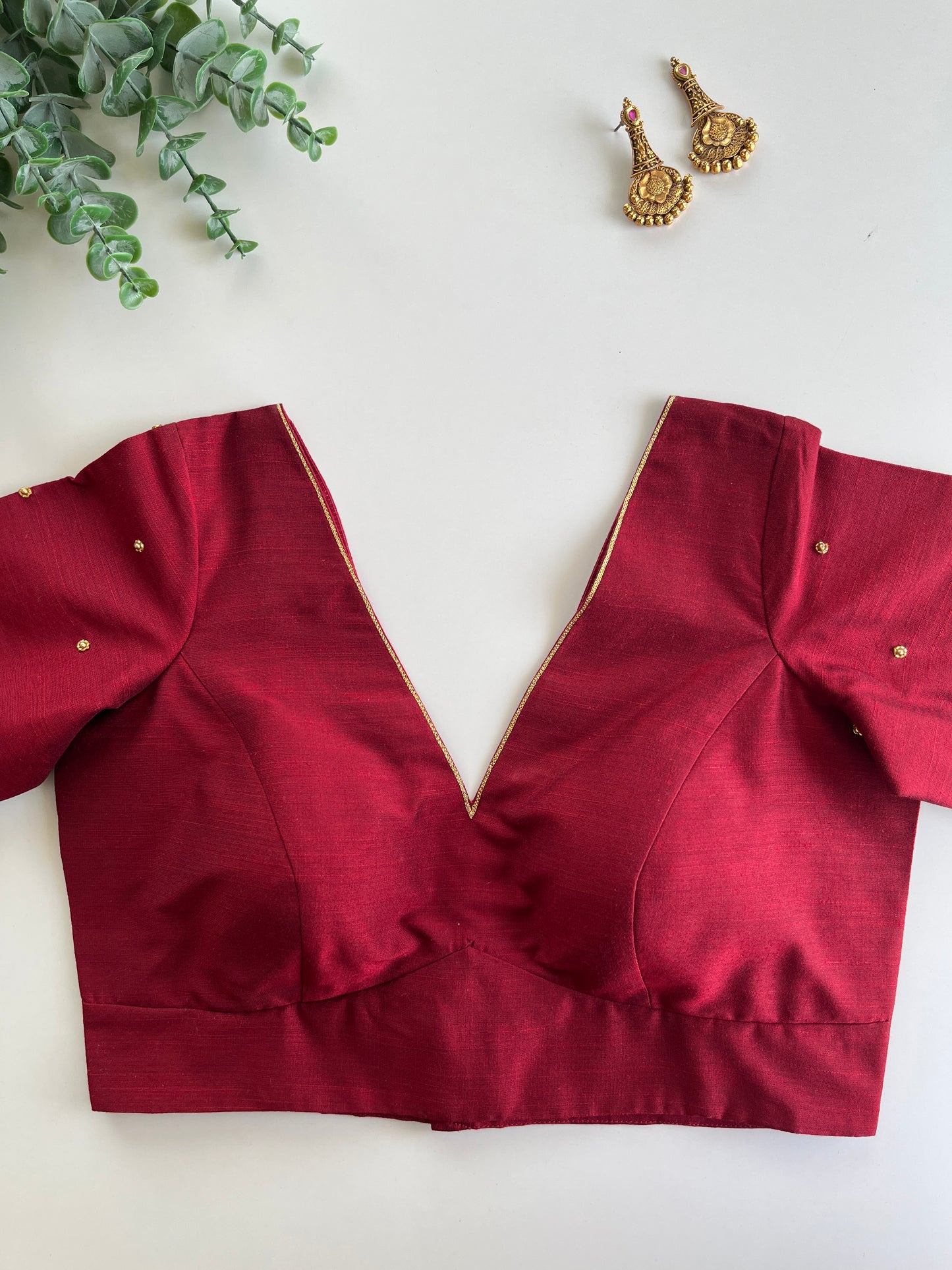 Maroon Minimal Handwork Blouse