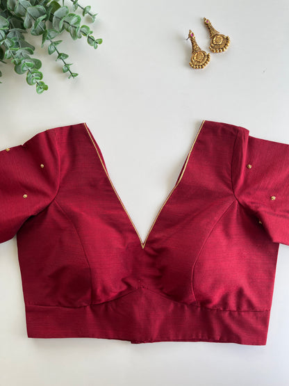 Maroon Minimal Handwork Blouse