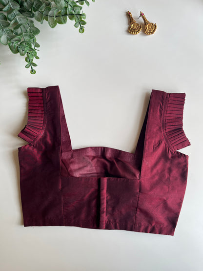 Maroon Pleated Sleeveless Blouse