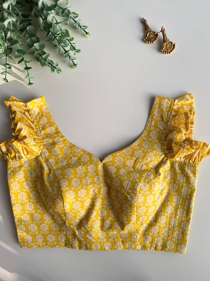 Yellow Floral Cotton Blouse