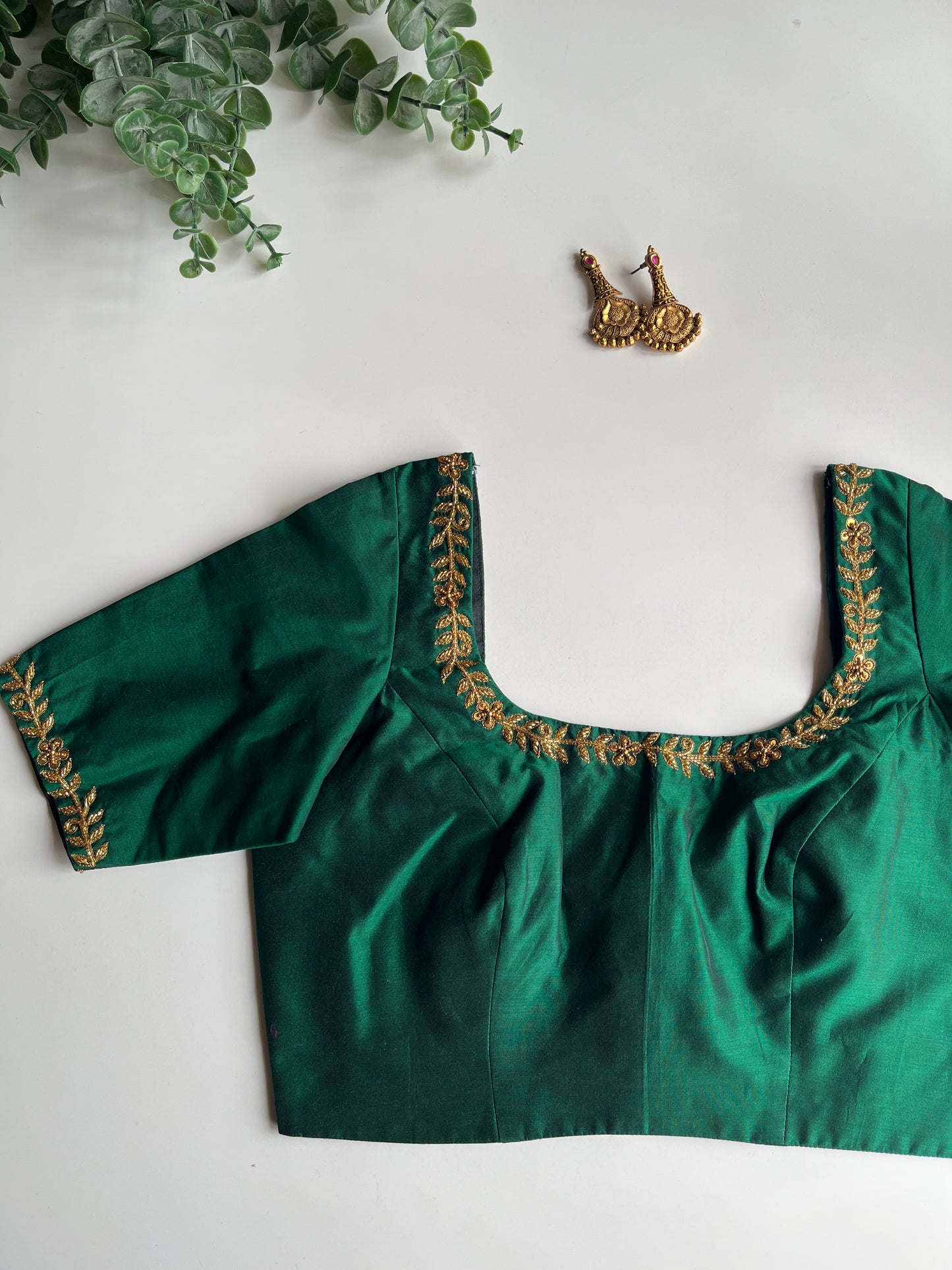 Green Minimal Handwork Blouse