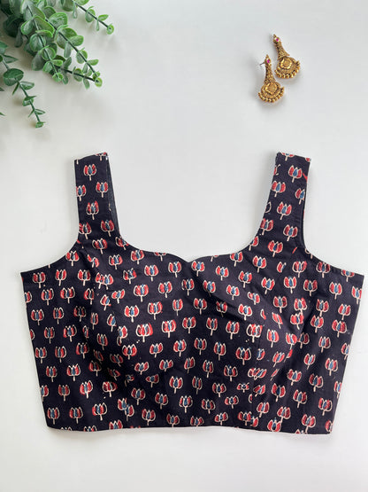 Black Ajrakh Sleeveless Blouse