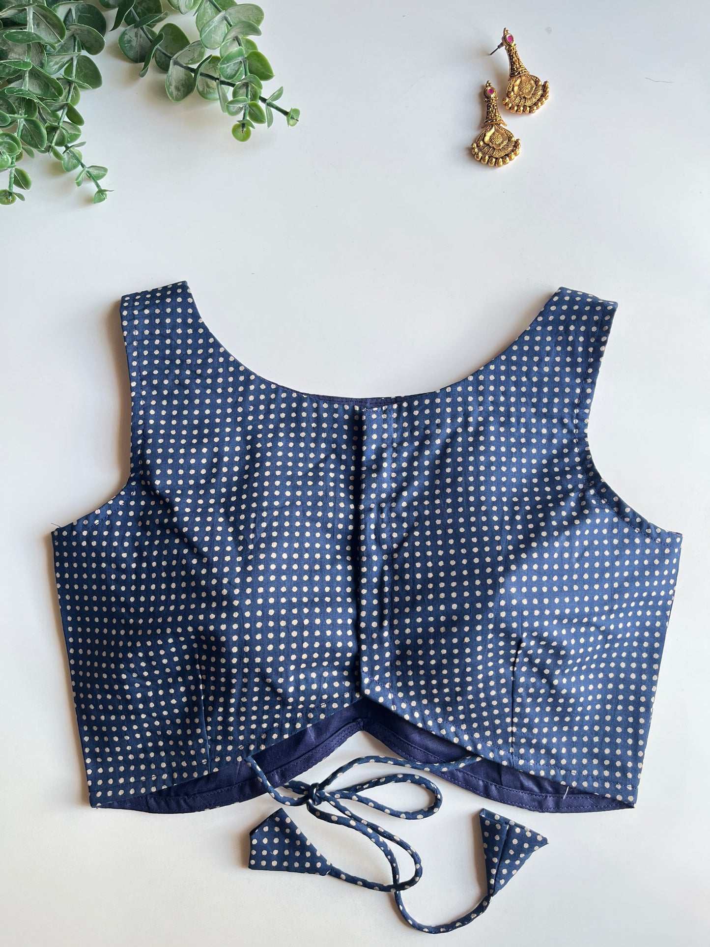 Indigo Polka Blouse