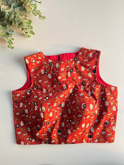 Red Mirror Handwork Blouse